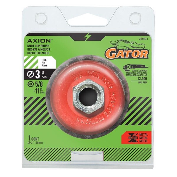 Gator Gator 3 in. Coarse Knotted Wire Cup Brush Brass Coated Steel 12500 rpm 1 pc 389871 - main
